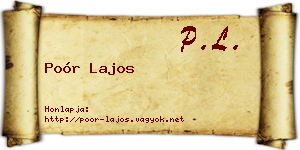 Poór Lajos névjegykártya